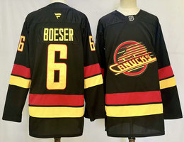 Fanatics Vancouver Canucks #6 Brock Boeser Black Authentic Stitched NHL jersey