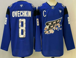 Fanatics Washington Capitals #8 Alex Ovechkin Blue Tokyo 50th anniversary Stitched NHL jersey