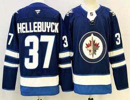 Fanatics Winnipeg Jets #37 Connor Hellebuyck Navy Authentic Stitched NHL jersey