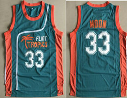 Flint Tropics #33 Jackie Moon Movie Green Basketball Jersey