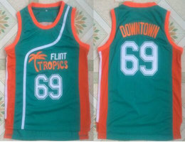 Flint Tropics #69 Downtown Malone Green Semi Pro Movie Stitched Basketball Jersey