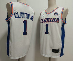 Florida Gators #1 Walter Clayton Jr. White Blue Name Stitched Basketball Jersey