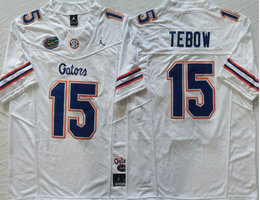 Florida Gators #15 Tim Tebow White 2024 Authentic Stitched NCAA Jersey