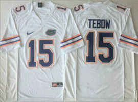 Florida Gators #15 Tim Tebow White Authentic Stitched NCAA Jersey