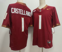 Florida State Seminoles #1 Thomas Castellanos 2025 Maroon Football Game Jersey