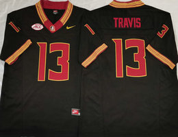 Florida State Seminoles #13 Jordan Travis Black Red number Stitched NCAA College Football Jersey