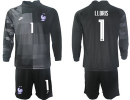 France #1 LLORIS black goalkeeper Long sleeve 2022 World Cup National Soccer Jersey