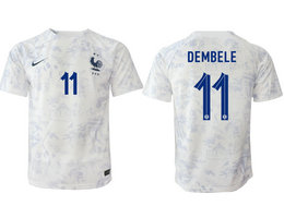 France #11 DEMBELE Away 2022-2023 National Soccer Jersey