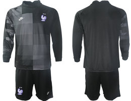 France Blank black goalkeeper Long sleeve 2022 World Cup National Soccer Jersey