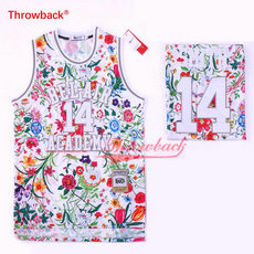 Fresh Prince Of Bel-Air #14 Will Smith flowers Movie Throwback Authentic Sitched Basketball Jersey