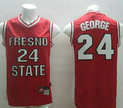Fresno State Bulldogs #24 Paul George Red College Basketball stitched Jersey