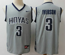 Georgetown Hoyas #3 Iverson Grey College Basketball stitched Jersey