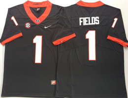Georgia Bulldogs #1 Justin Fields Black Vapor Untouchable Authentic Stitched NCAA Jersey