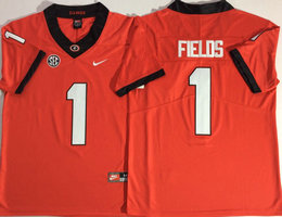 Georgia Bulldogs #1 Justin Fields Red Vapor Untouchable Authentic Stitched NCAA Jersey