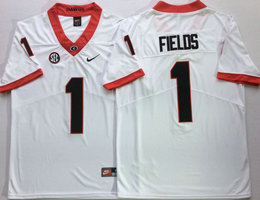 Georgia Bulldogs #1 Justin Fields White Vapor Untouchable Authentic Stitched NCAA Jersey
