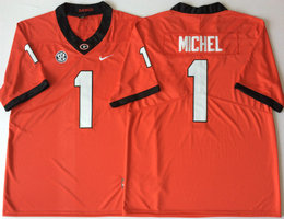 Georgia Bulldogs #1 Sony Michel Red Vapor Untouchable Authentic Stitched NCAA Jersey