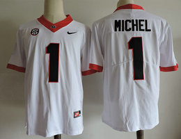 Georgia Bulldogs #1 Sony Michel White Vapor Untouchable Authentic Stitched NCAA Jersey
