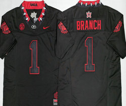 Georgia Bulldogs #1 Zachariah Branch Black Blackout Authentic stitched Football jersey