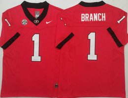Georgia Bulldogs #1 Zachariah Branch Red NCAA Stitched Jersey