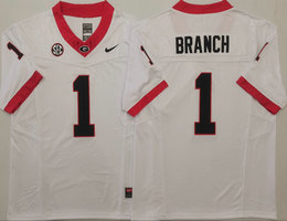 Georgia Bulldogs #1 Zachariah Branch White NCAA Stitched Jersey