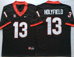 Georgia Bulldogs #13 Elijah Holyfield Black Vapor Untouchable Authentic Stitched NCAA Jersey