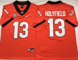Georgia Bulldogs #13 Elijah Holyfield Red Vapor Untouchable Authentic Stitched NCAA Jersey