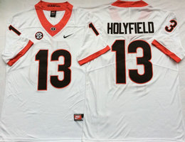 Georgia Bulldogs #13 Elijah Holyfield White Vapor Untouchable Authentic Stitched NCAA Jersey
