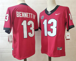 Georgia Bulldogs #13 Stetson Bennett IV Red Vapor Untouchable Authentic Stitched NCAA Jersey