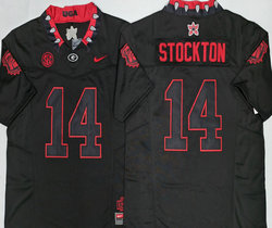 Georgia Bulldogs #14 Gunner Stockton Black Blackout Authentic stitched Football jersey