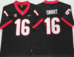 Georgia Bulldogs #16 Kirby Smart Black Stitched NCAA College Football Jersey
