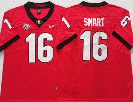 Georgia Bulldogs #16 Kirby Smart Red Stitched NCAA College Football Jersey