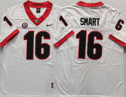 Georgia Bulldogs #16 Kirby Smart White Stitched NCAA College Football Jersey