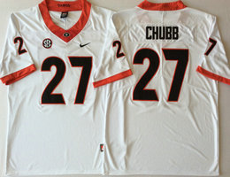 Georgia Bulldogs #27 Nick Chubb White Vapor Untouchable Limited Authentic Stitched NCAA Jersey