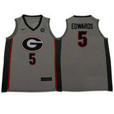 Georgia Bulldogs #5 Anthony Edwards Gray Basketball NCAA jersey