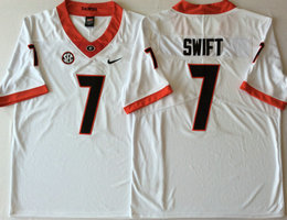 Georgia Bulldogs #7 D'Andre Swift White Vapor Untouchable Limited Authentic Stitched NCAA Jersey