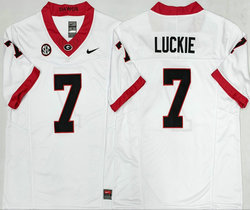 Georgia Bulldogs #7 Lawson Luckie White Authentic stitched Football jersey