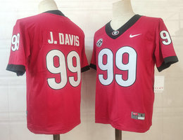 Georgia Bulldogs #99 Jordan Davis Red Vapor Untouchable Authentic Stitched NCAA Jersey