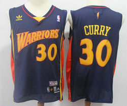 Golden State Warriors #30 Stephen Curry Navy Blue Throwback Authentic Stitched NBA jerseys