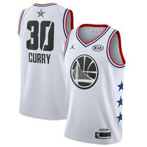Golden State Warriors #30 Stephen Curry White 2019 All Star With Patch Authentic Stitched NBA jersey