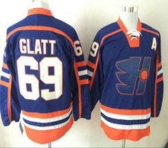 Goon #69 Doug Glatt Blue Movie Stitched NHL Jersey