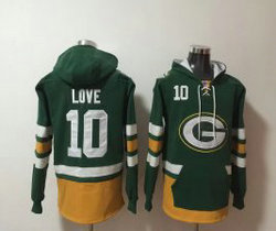 Green Bay Packers #10 Jordan Love Green NFL Stitched Hoodies