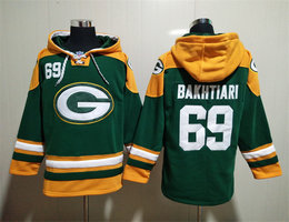Green Bay Packers #69 David Bakhtiari Green All Stitched Hooded Sweatshirt