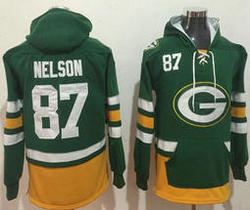 Green Bay Packers #87 Jordy Nelson Stitched Green Gold Name & Number Pullover NFL Hoodie