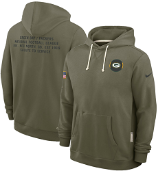 Green Bay Packers Olive 2025 Salute To Service Pullover Hoodie