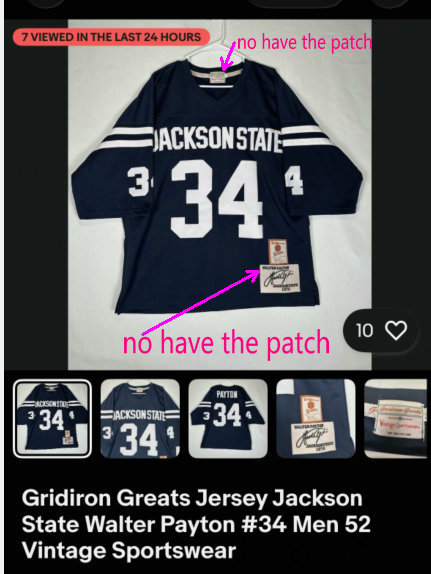Gridiron Greats Jersey Jackson State #34 Walter Payton Vintage Sportswear jersey