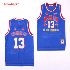 Harlem Globetrotters #13 Wilt Chamberlain Blue Throwback Authentic Sitched Basketball jersey