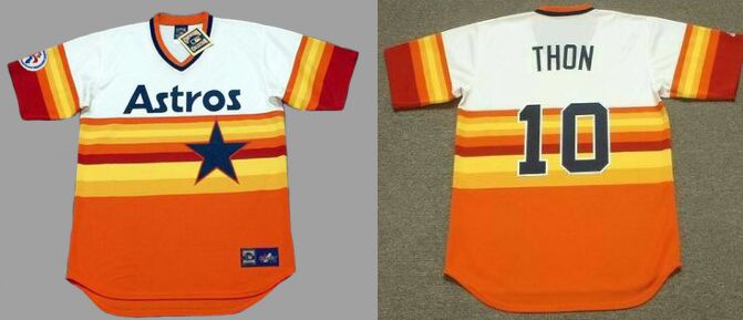 Houston Astros #10 Dickie Thon Rainbow Pullover Throwback Baseball Jersey
