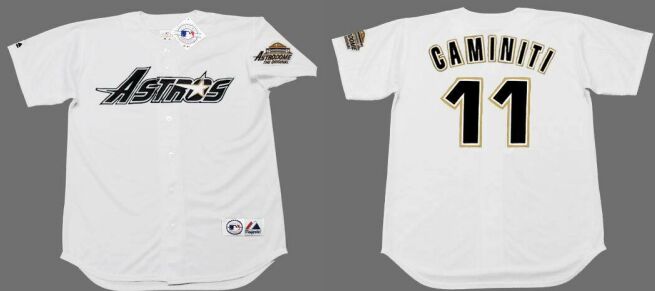 Houston Astros #11 Ken Caminiti White 1994 Throwback Baseball Jersey
