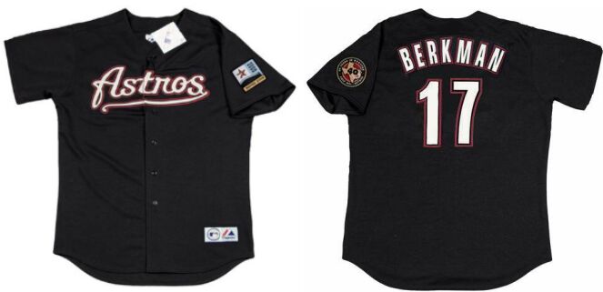 Houston Astros #17 Lance Berkman Black 2001 Throwback Baseball Jersey