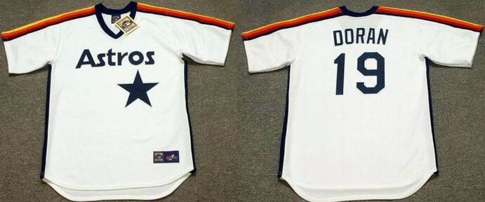 Houston Astros #19 Bill Doran White 1982 Pullover Throwback Baseball Jersey
